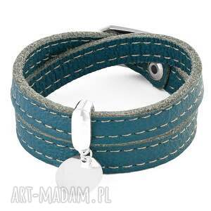 leather belt - dark turquoise with coin