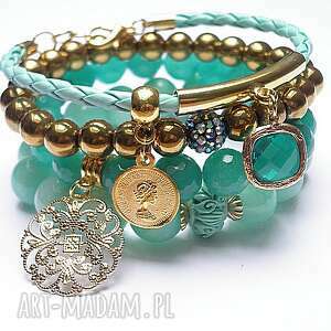 mint and gold set - zielone bransoletki