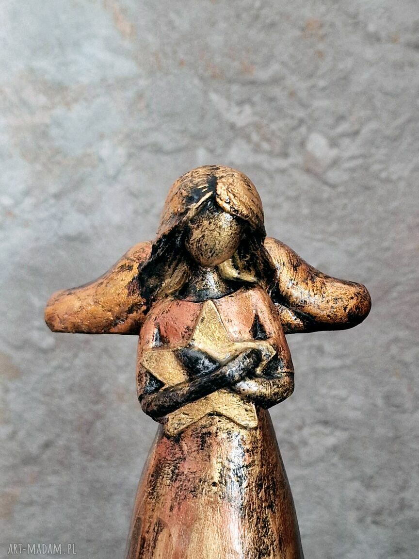 Rzeźba anielska Anioł Przeznaczenia 13,3 cm - czarna dekoracja ze złotym blaskiem