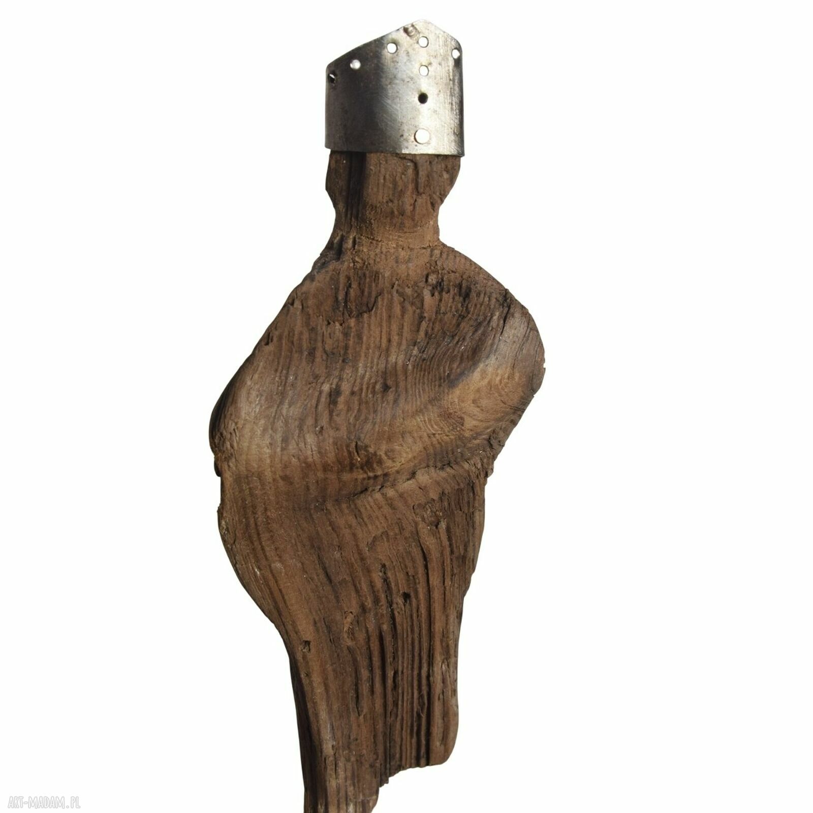Ręcznie wykonana rzeźba dekoracja ze starego drewna - abstrakcyjna figurka wabi-sabi (ok. 40 cm)