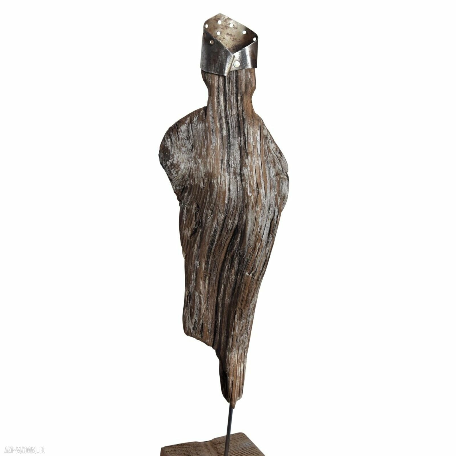 Ręcznie wykonana rzeźba dekoracja ze starego drewna - abstrakcyjna figurka wabi-sabi (ok. 40 cm)