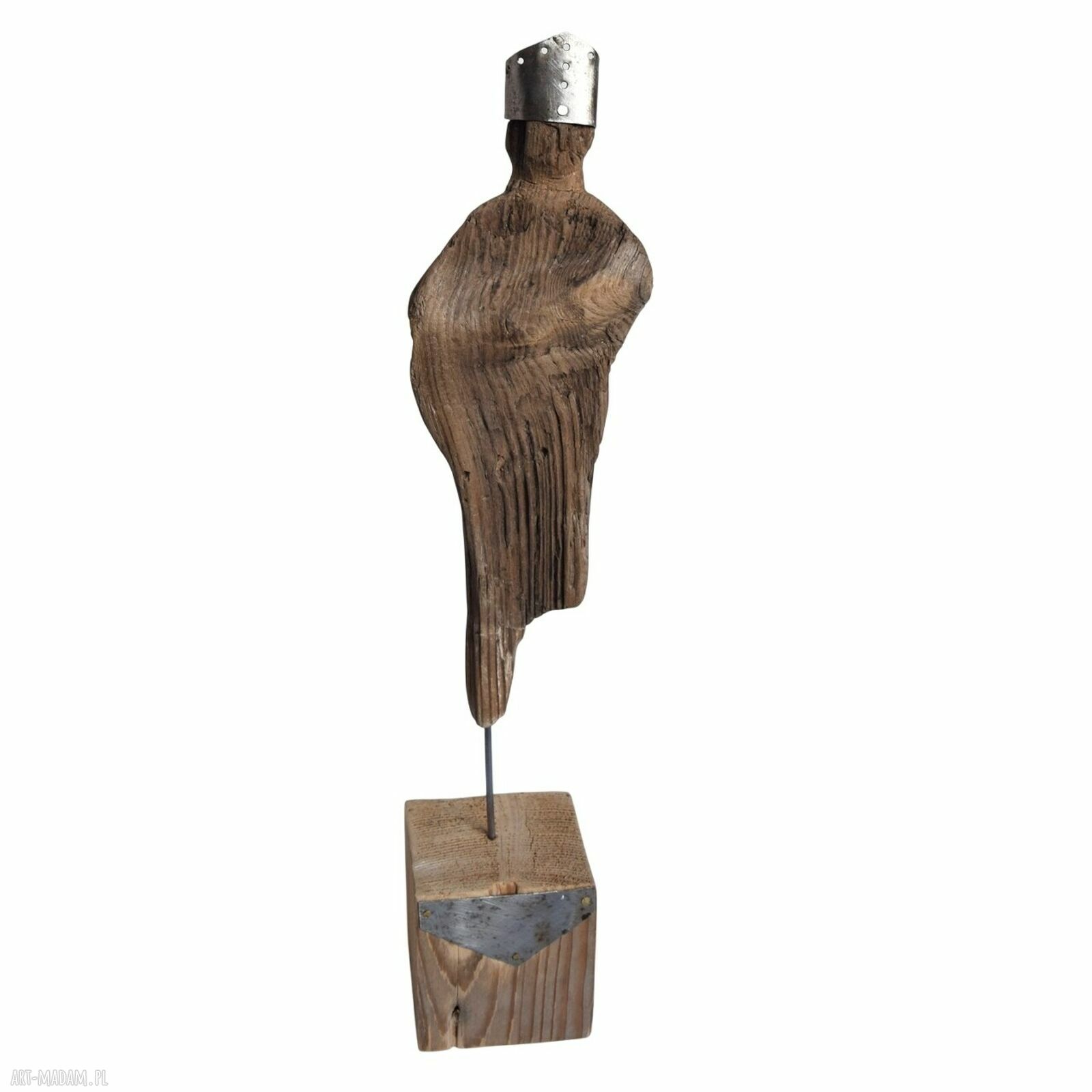Ręcznie wykonana rzeźba dekoracja ze starego drewna - abstrakcyjna figurka wabi-sabi ok. 40 cm