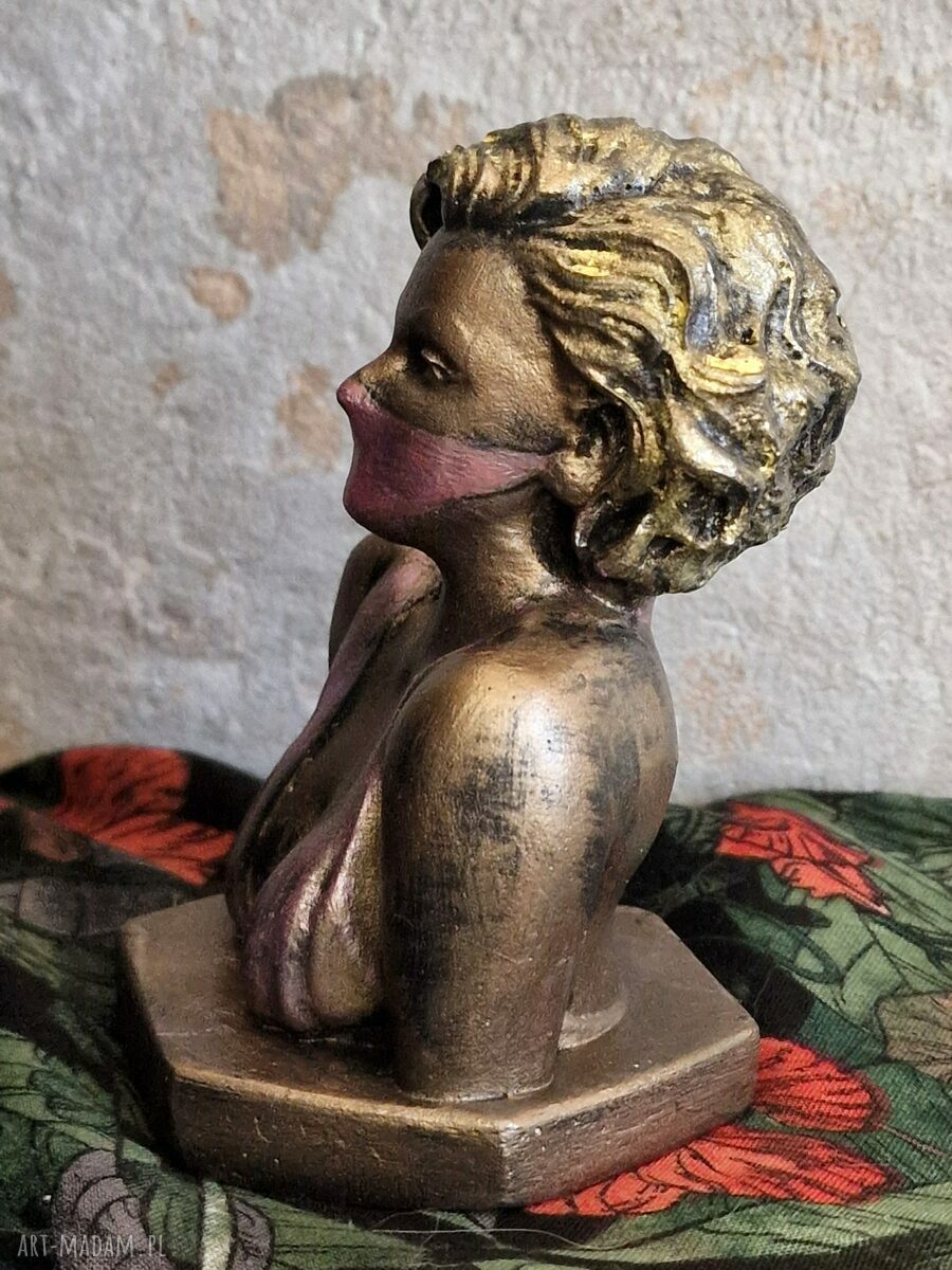 Rzeźba Marilyn w maseczce z gipsu - wys. 9,8 cm