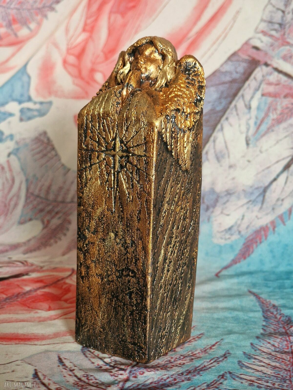 Rzeźba z gipsu Anioł Jutrzenki złoty - 14,2 cm