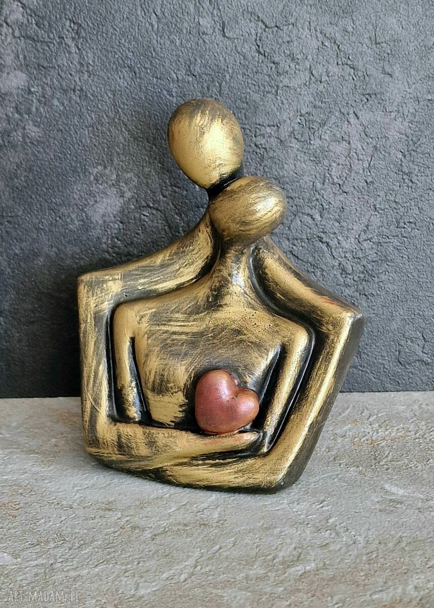 Para Zakochanych - rzeźba z gipsu w miodowym złocie (12,2 cm)