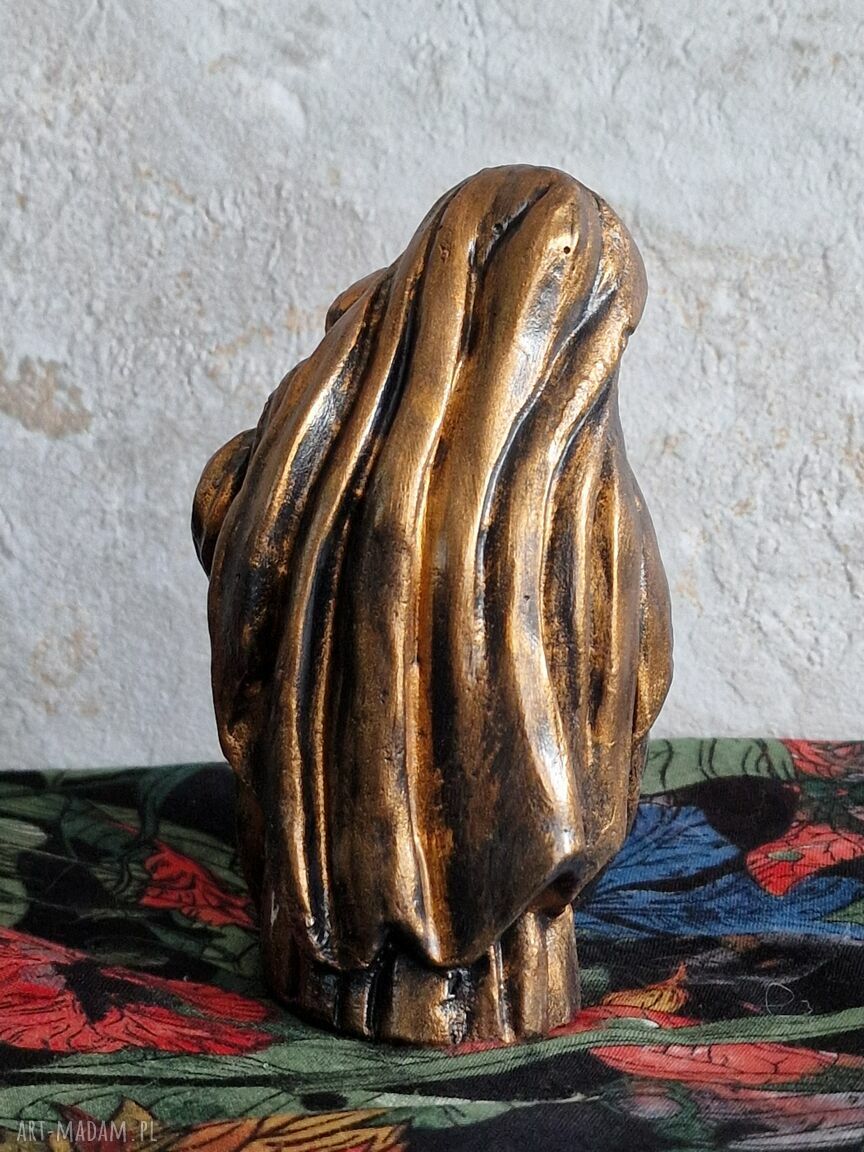 Rzeźba z gipsu Matka z Dzieciątkiem 11,5 cm - czarne i metaliczne złoto