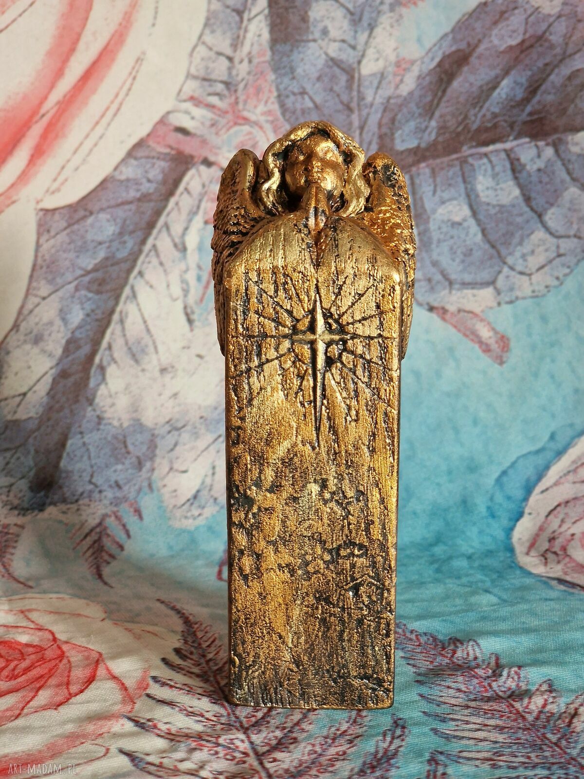 Rzeźba z gipsu Anioł Jutrzenki złoty - 14,2 cm