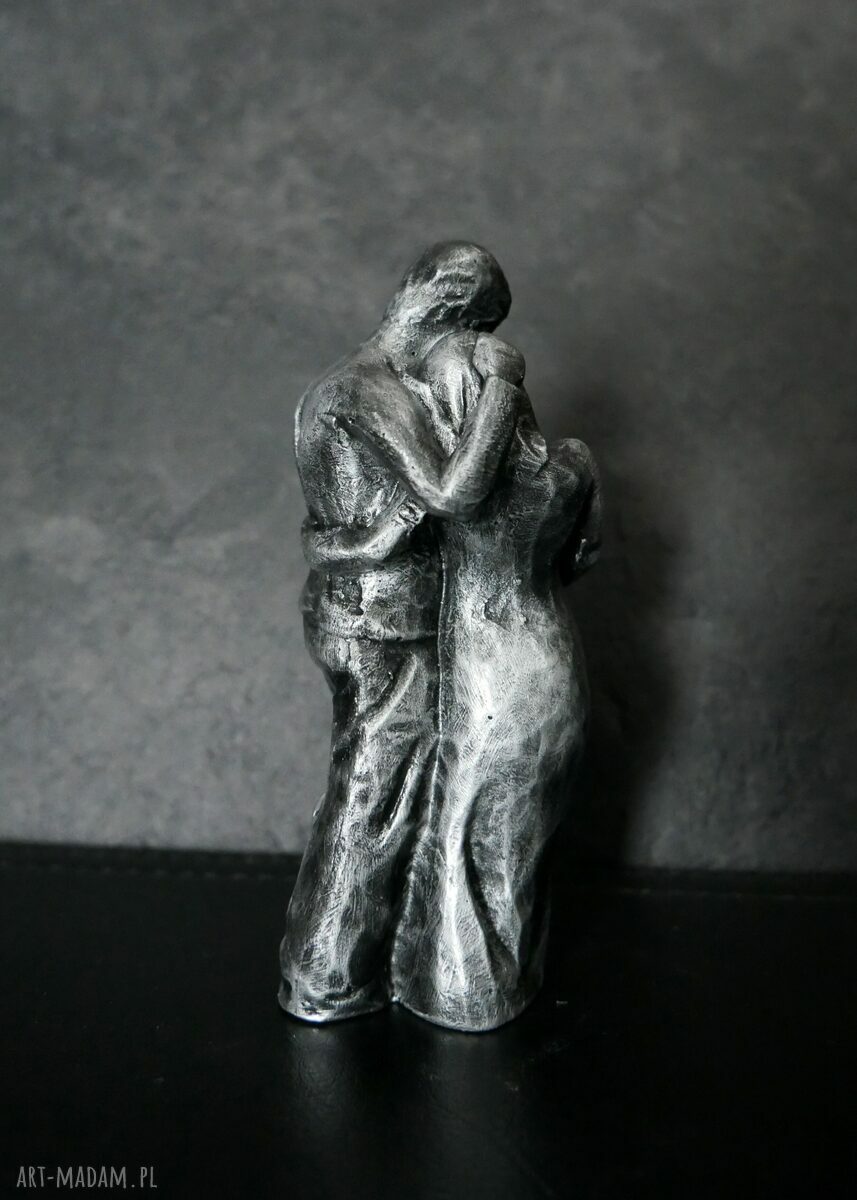 Rzeźba z gipsu Rodzina - Miłość, srebrna, wys. 10,3 cm