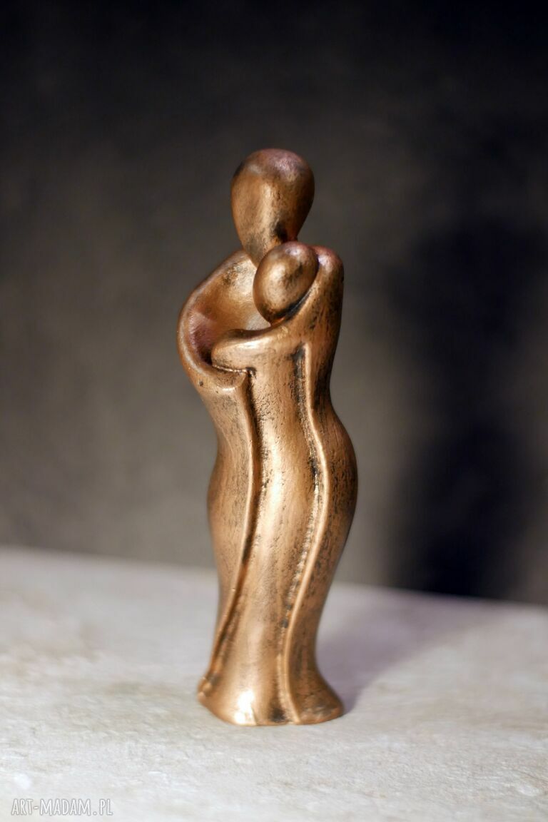 Rzeźba z gipsu - Para Zakochanych w złotym brązie (15 cm)