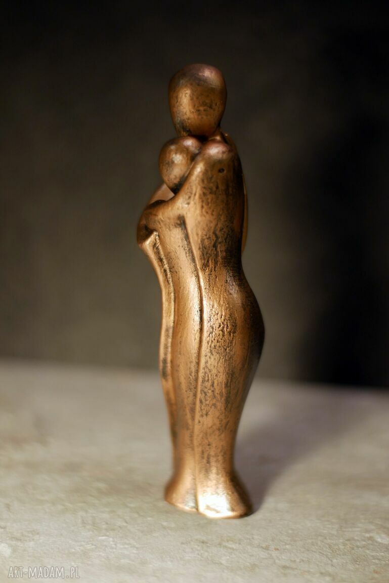 Rzeźba z gipsu - Para Zakochanych w złotym brązie (15 cm)