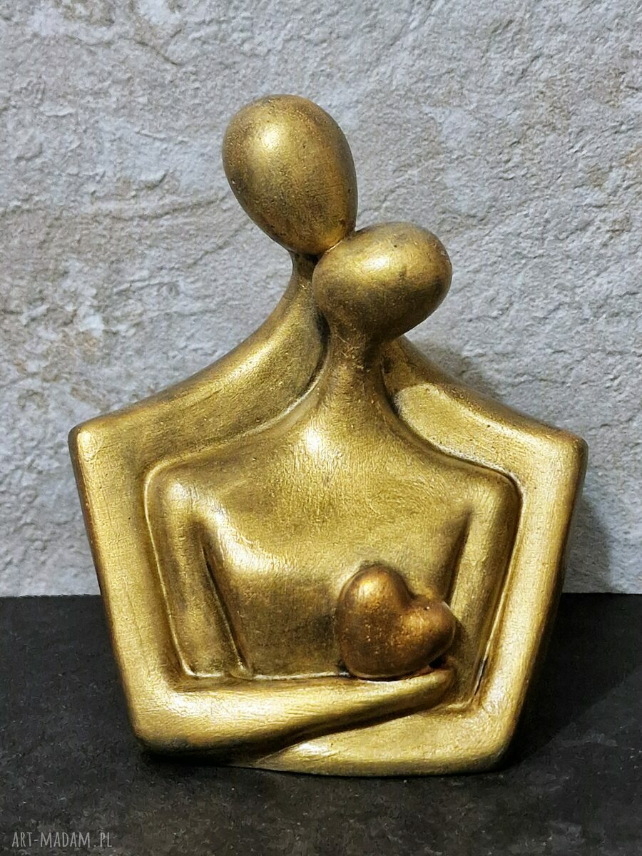 Rzeźba z gipsu Para Zakochanych w królewskim złocie (wys. 11,8 cm)