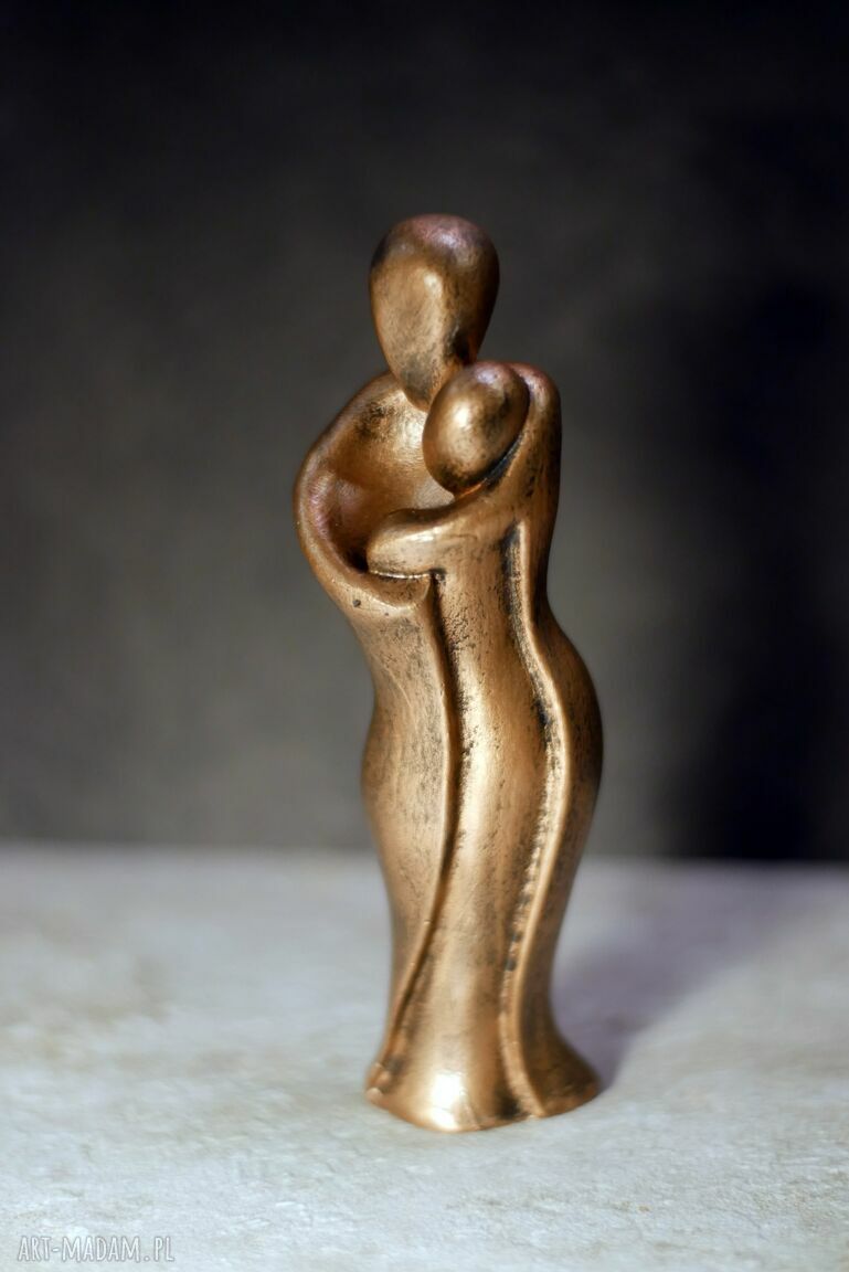 Rzeźba z gipsu - Para Zakochanych w złotym brązie (15 cm)