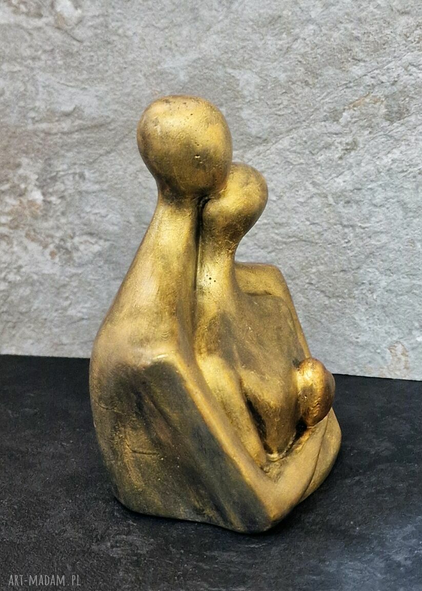 Rzeźba z gipsu Para Zakochanych w królewskim złocie (wys. 11,8 cm)