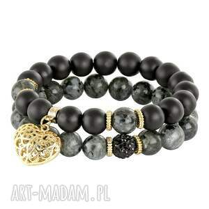 lavoga sada 2 - black labradorite & blackstone - czarne bransoletki