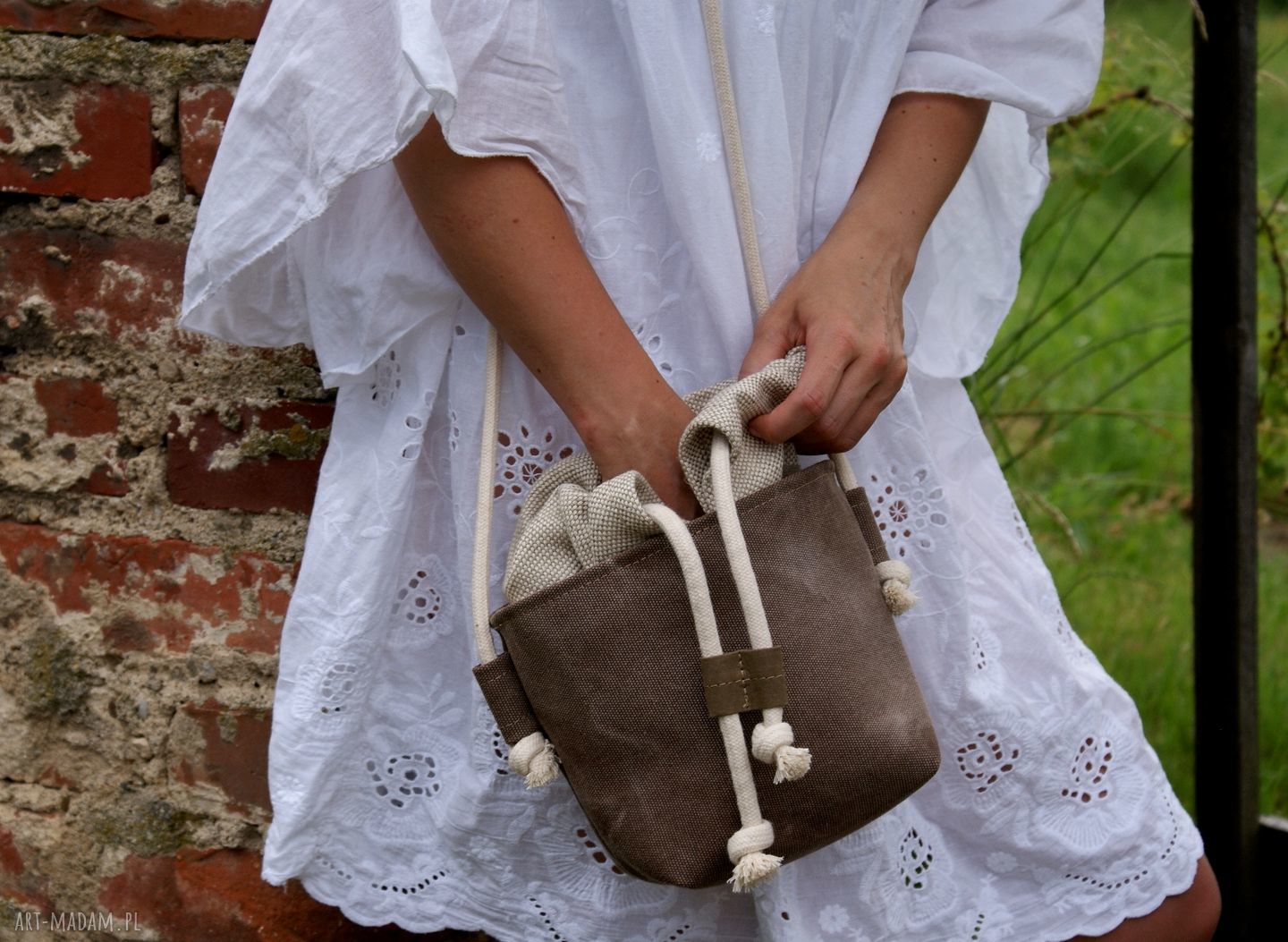Safari basket mini len plecionka lato koszyk vegan torebka boho