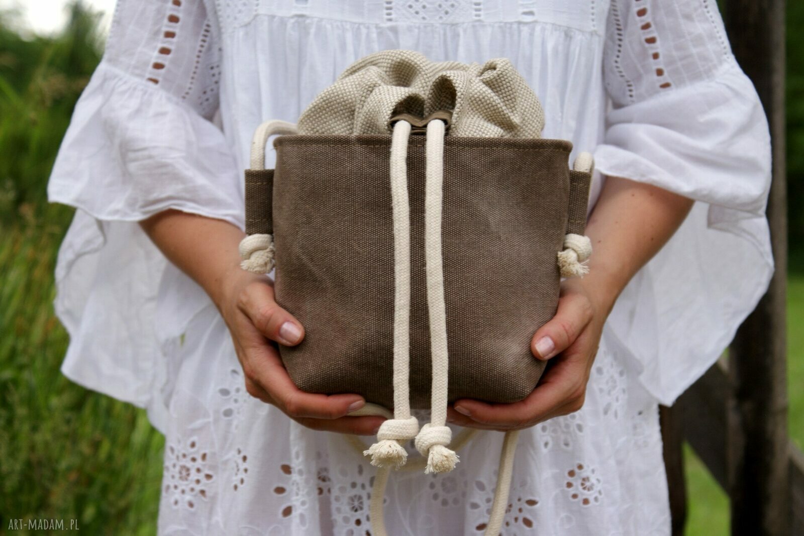 Safari basket mini len plecionka Hand Made