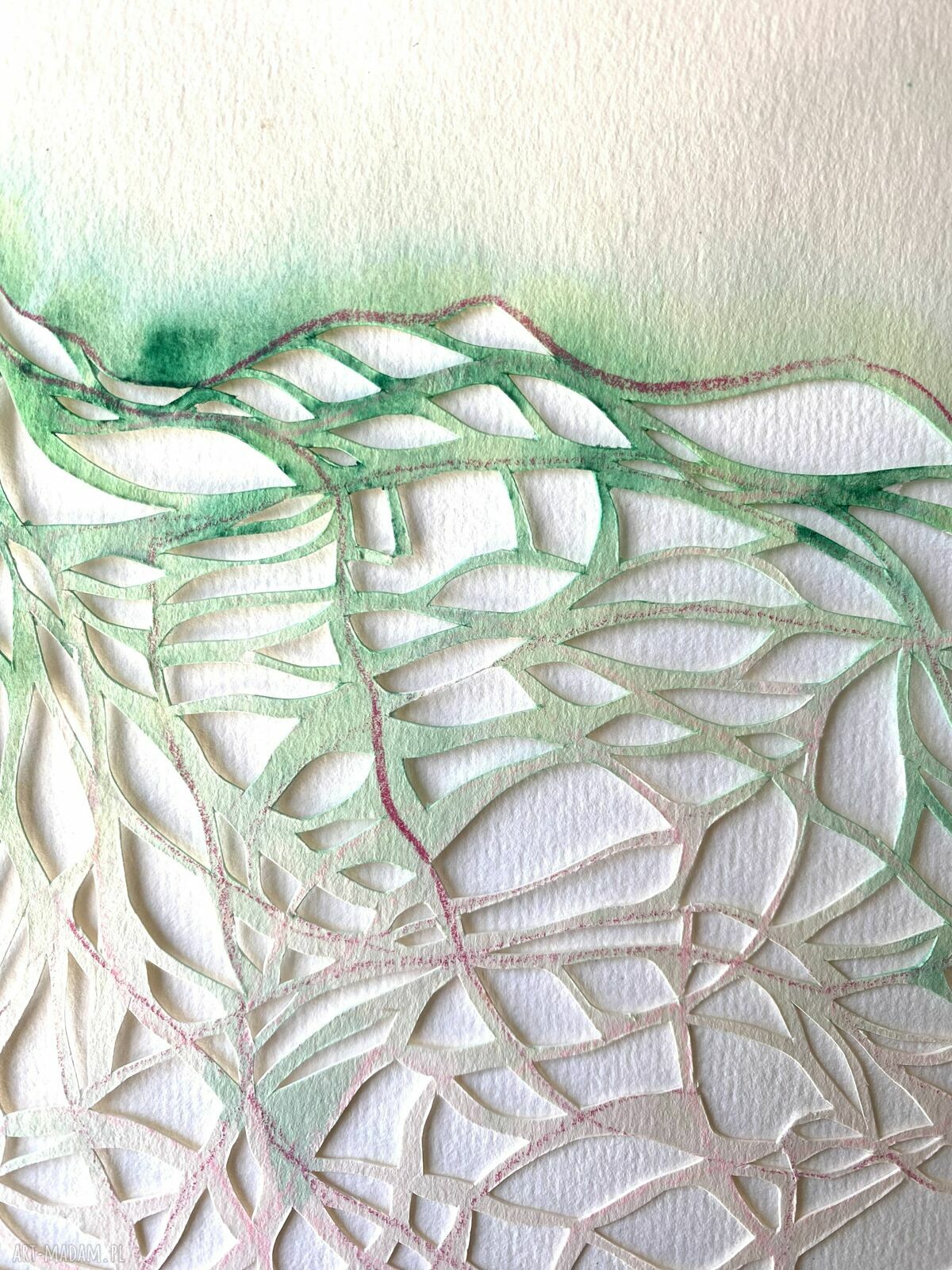 Sage - portret kobiety wycinanka ręcznie z papieru (akwarela i mixed media)