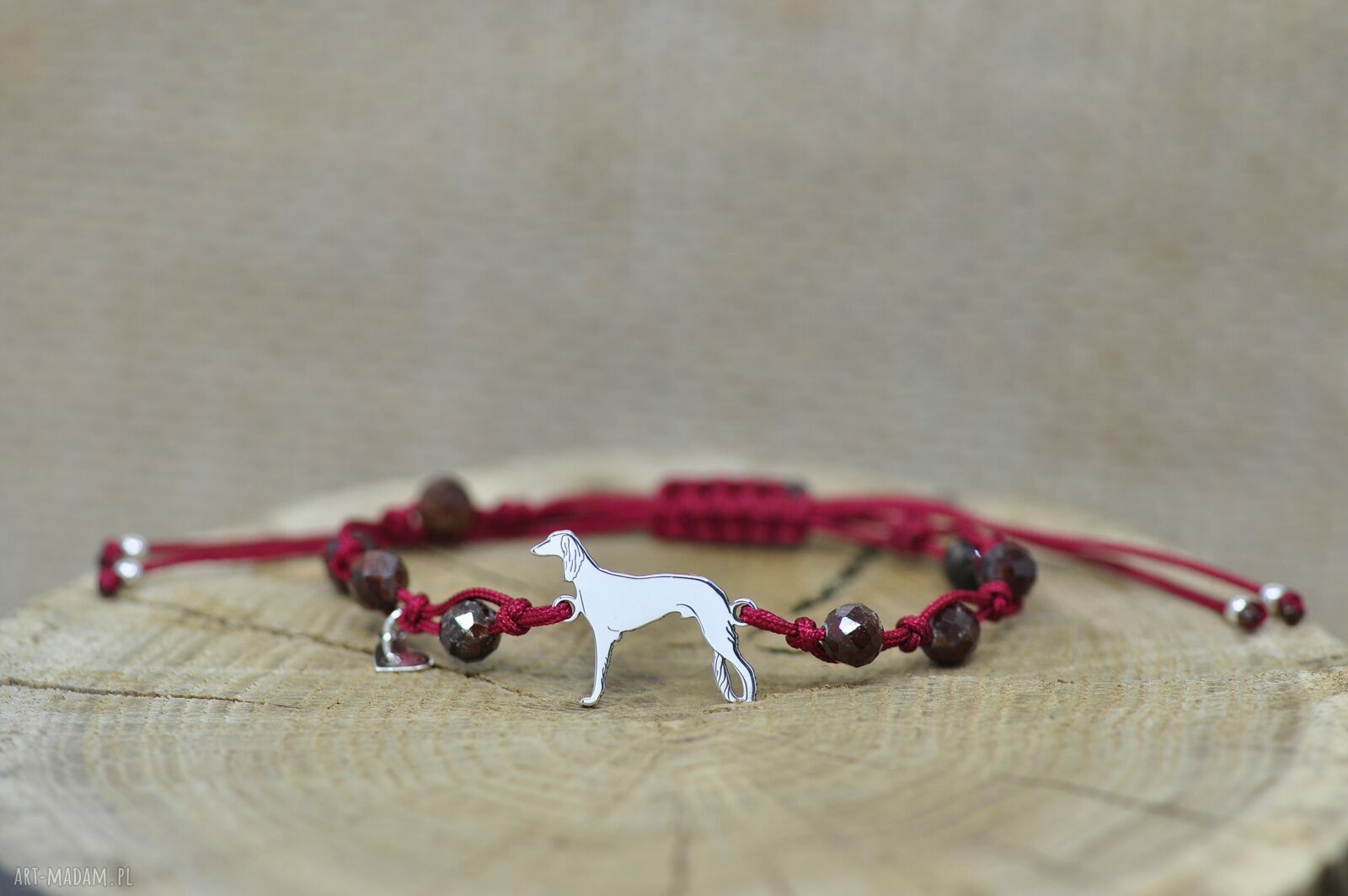 Bransoletka Saluki - Chart perski z granatem i srebrem 925