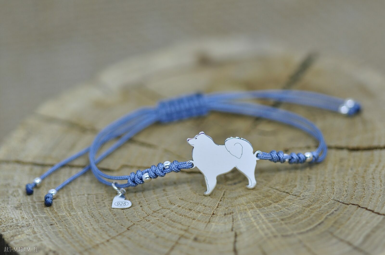 Samojed - bransoletka z psem ze srebra 925