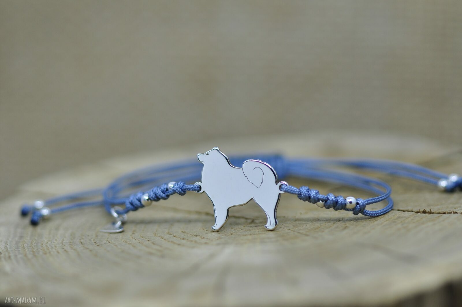Samojed - bransoletka z psem ze srebra 925