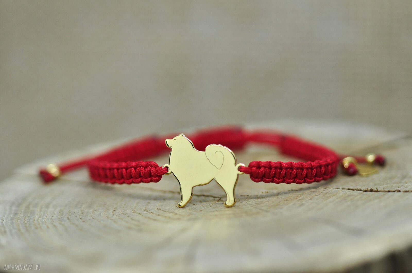 Samojed - bransoletka z psem ze srebra 925 pozłacanego