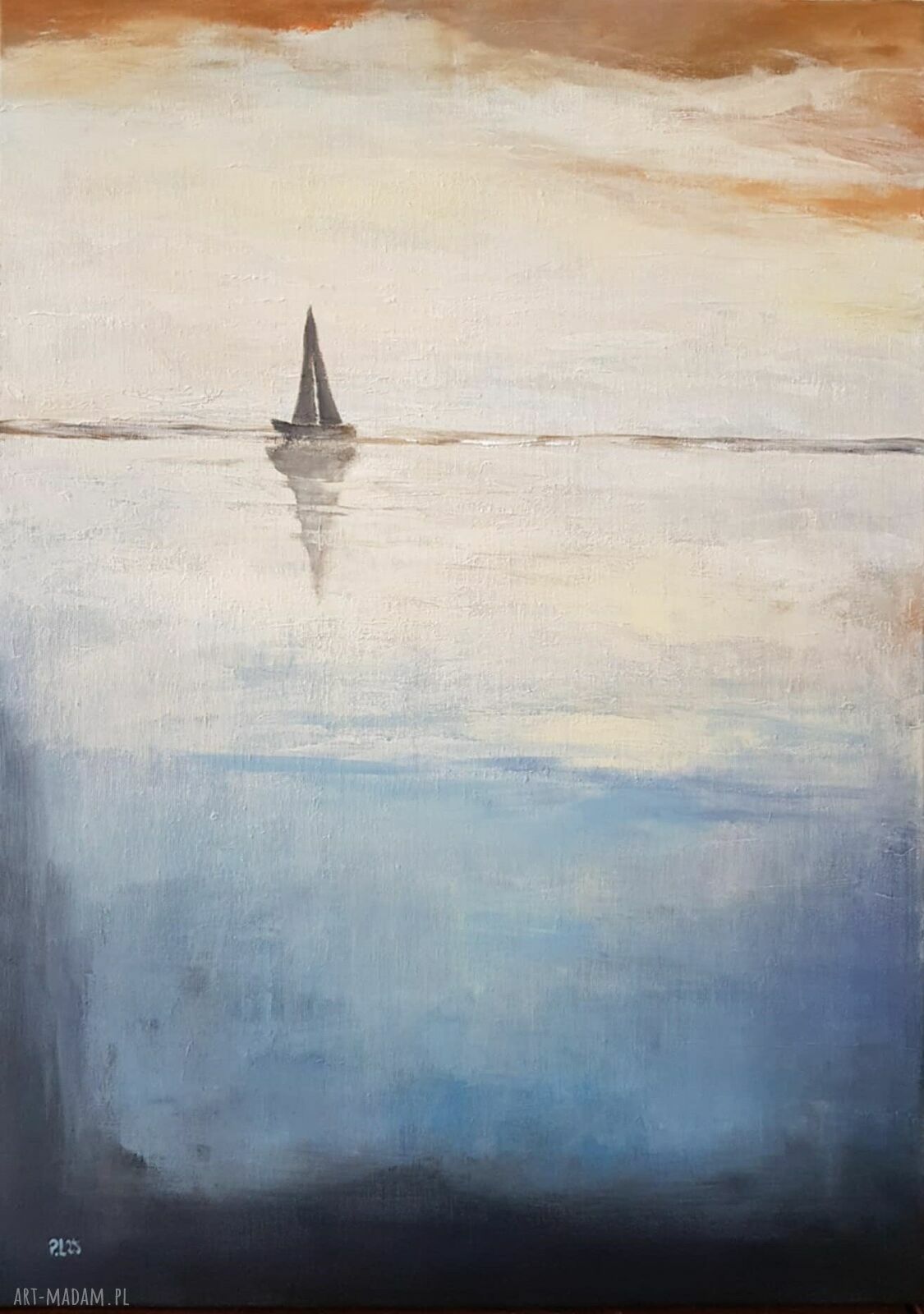 Samotna łódź - obraz akrylowy 70x50 cm