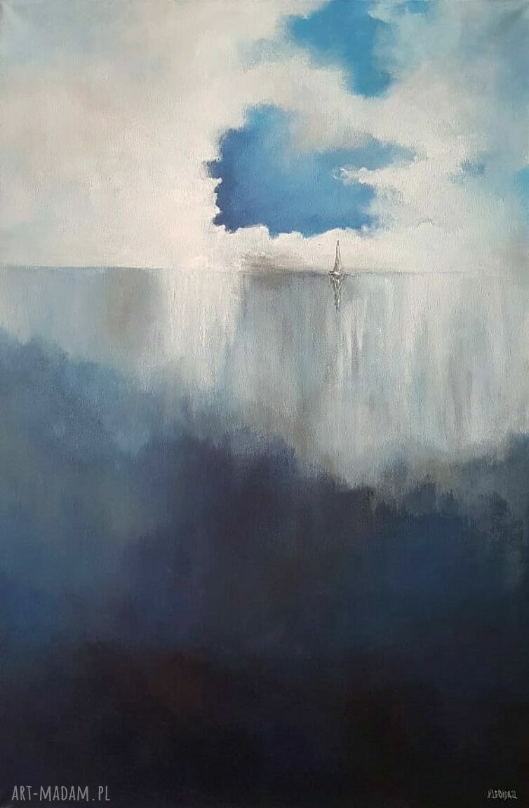 Obraz akrylowy „Samotna łódź” 60 x 90 cm - Paulina Lebida