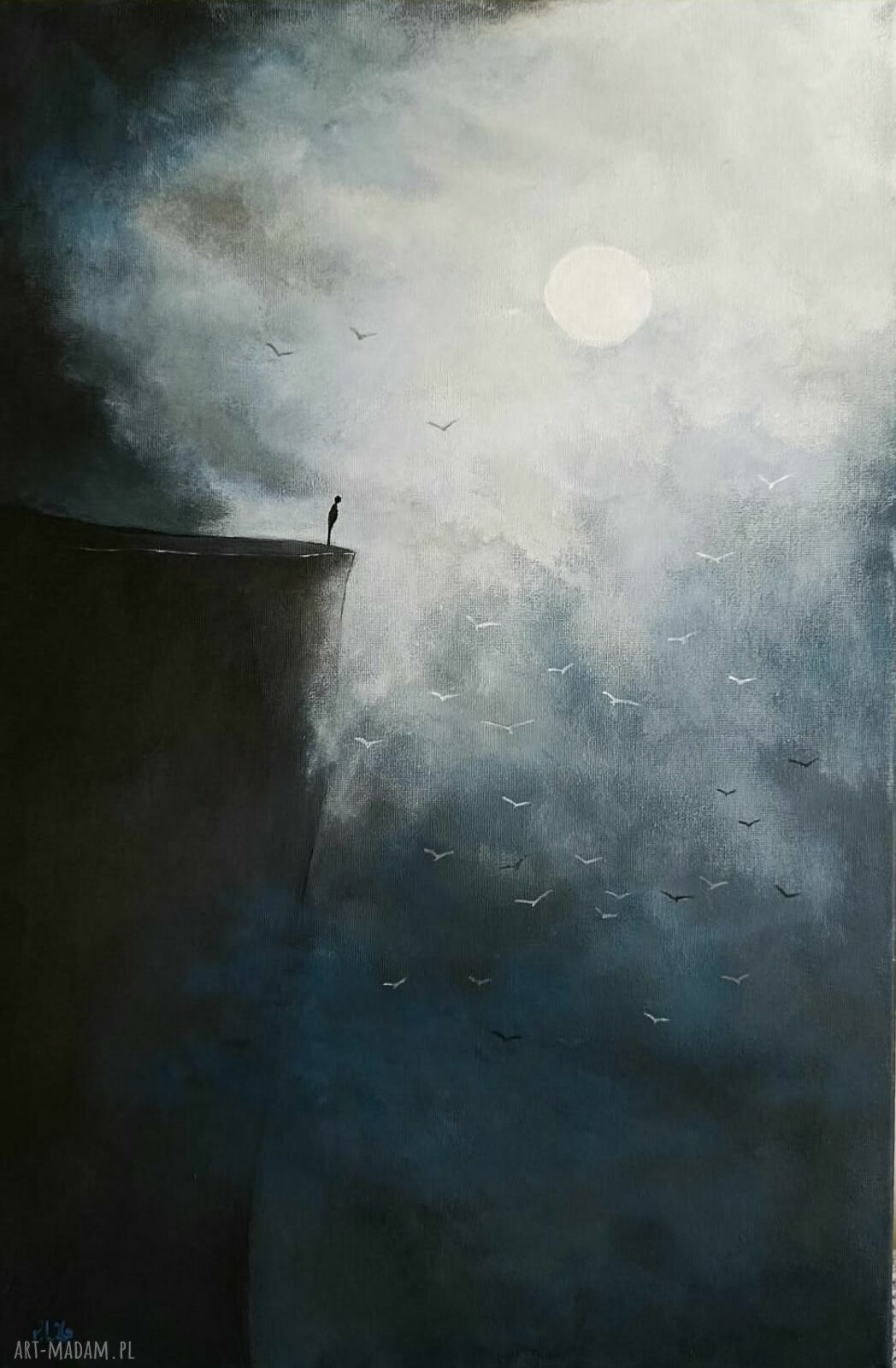 Samotność - nastrojowy obraz akrylowy na płótnie 60x40 cm