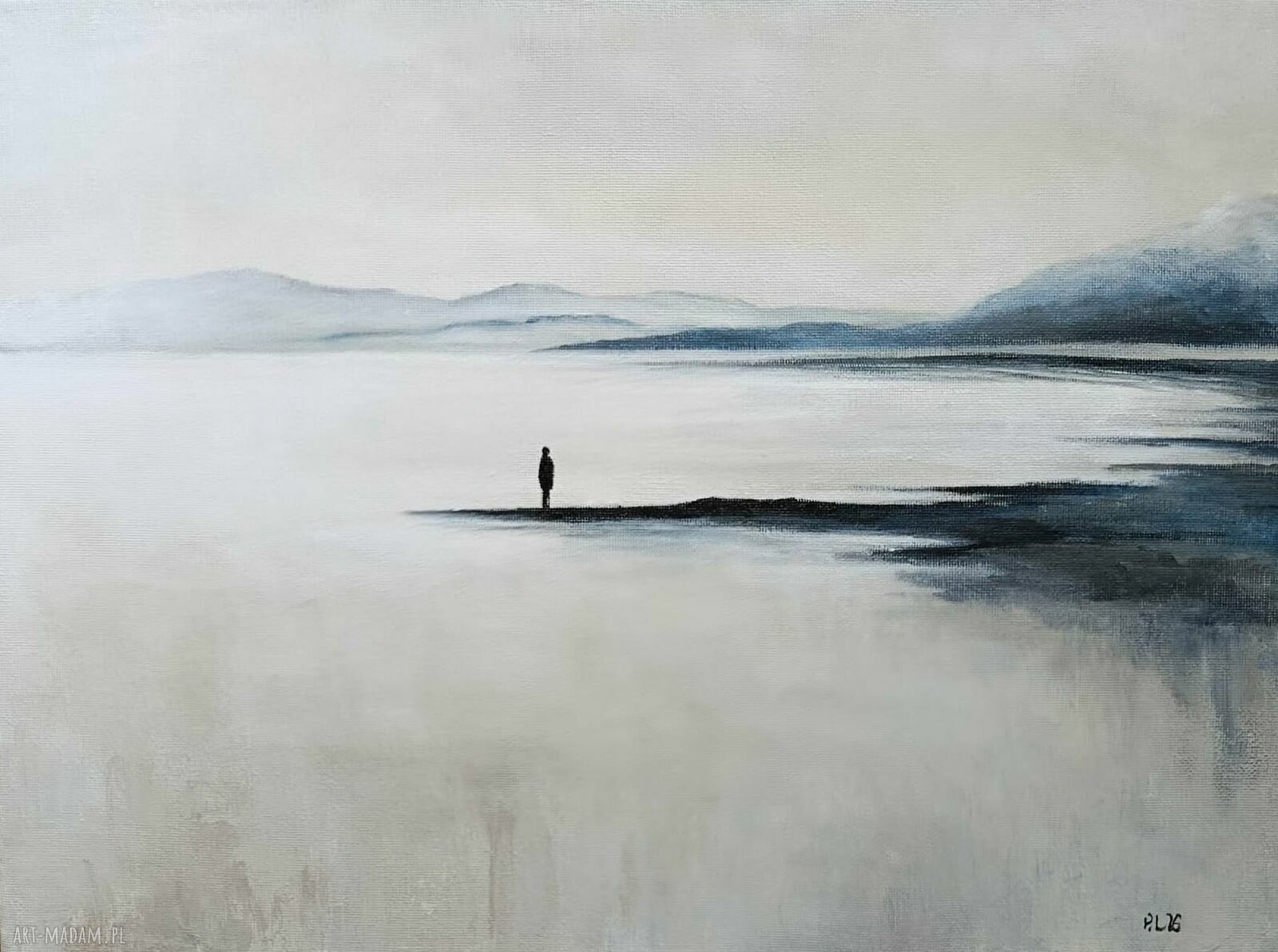 Samotność - nastrojowy obraz akrylowy na płótnie 30x40 cm