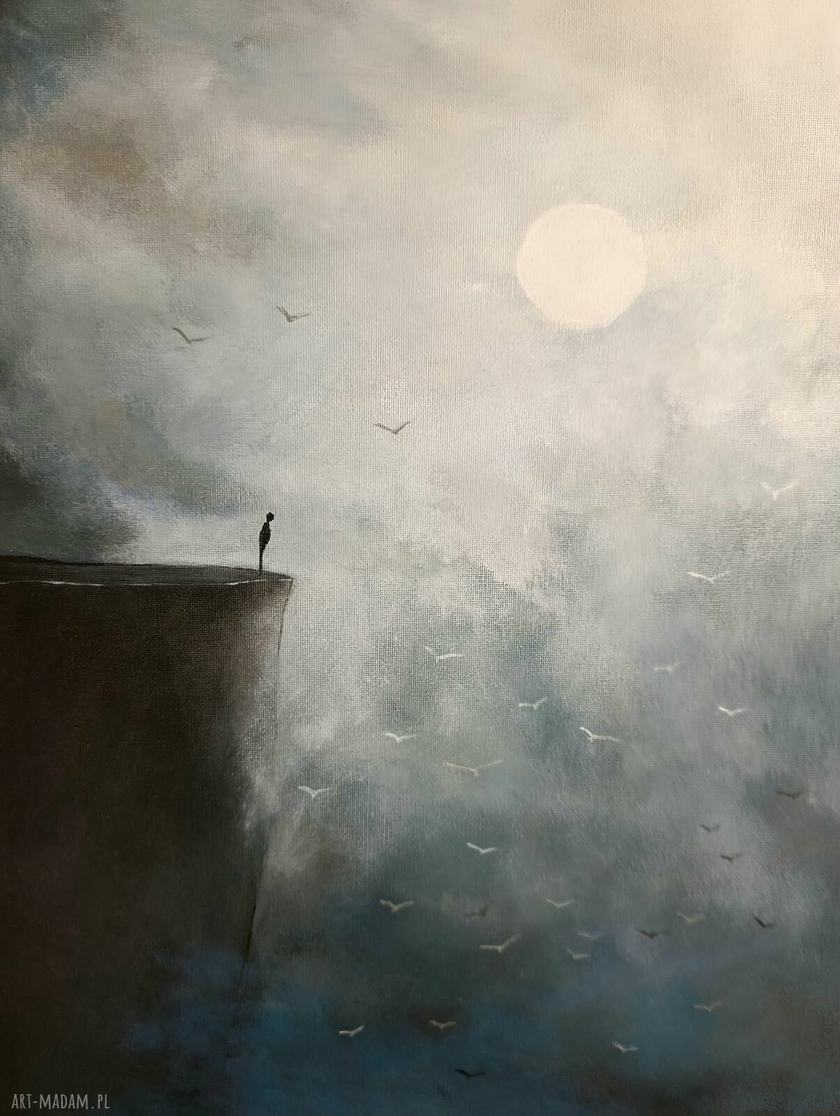 Samotność - nastrojowy obraz akrylowy na płótnie 60x40 cm