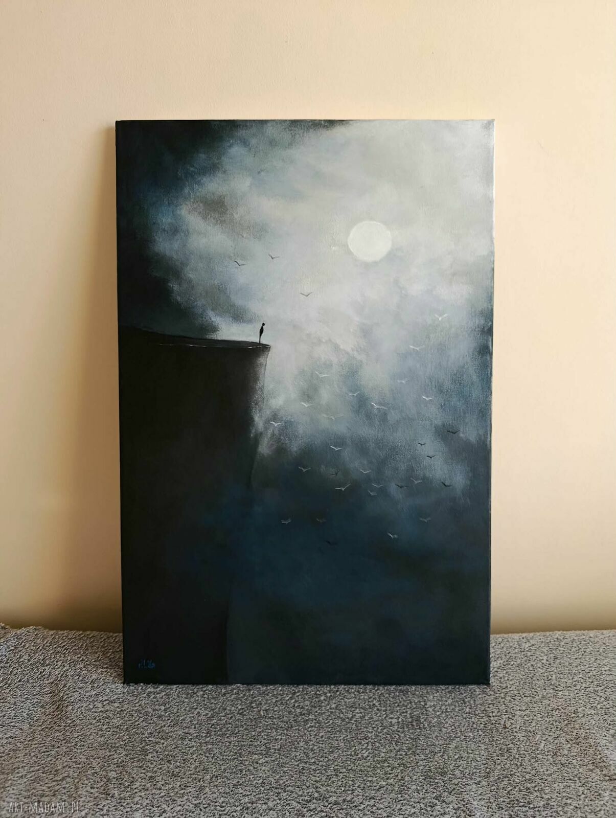 Samotność - nastrojowy obraz akrylowy na płótnie 60x40 cm