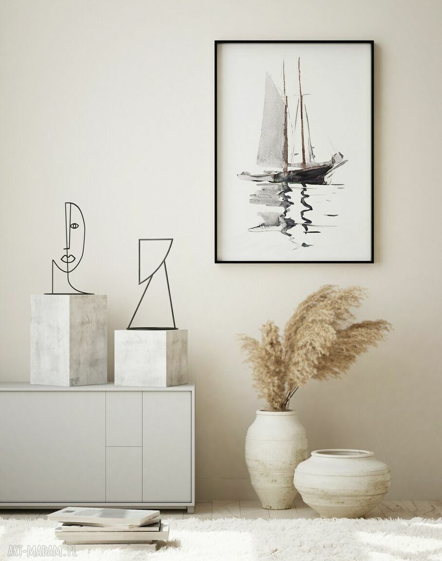 Plakat Samotny rejs 61x91 cm - żaglówka, morze, rejs do salonu