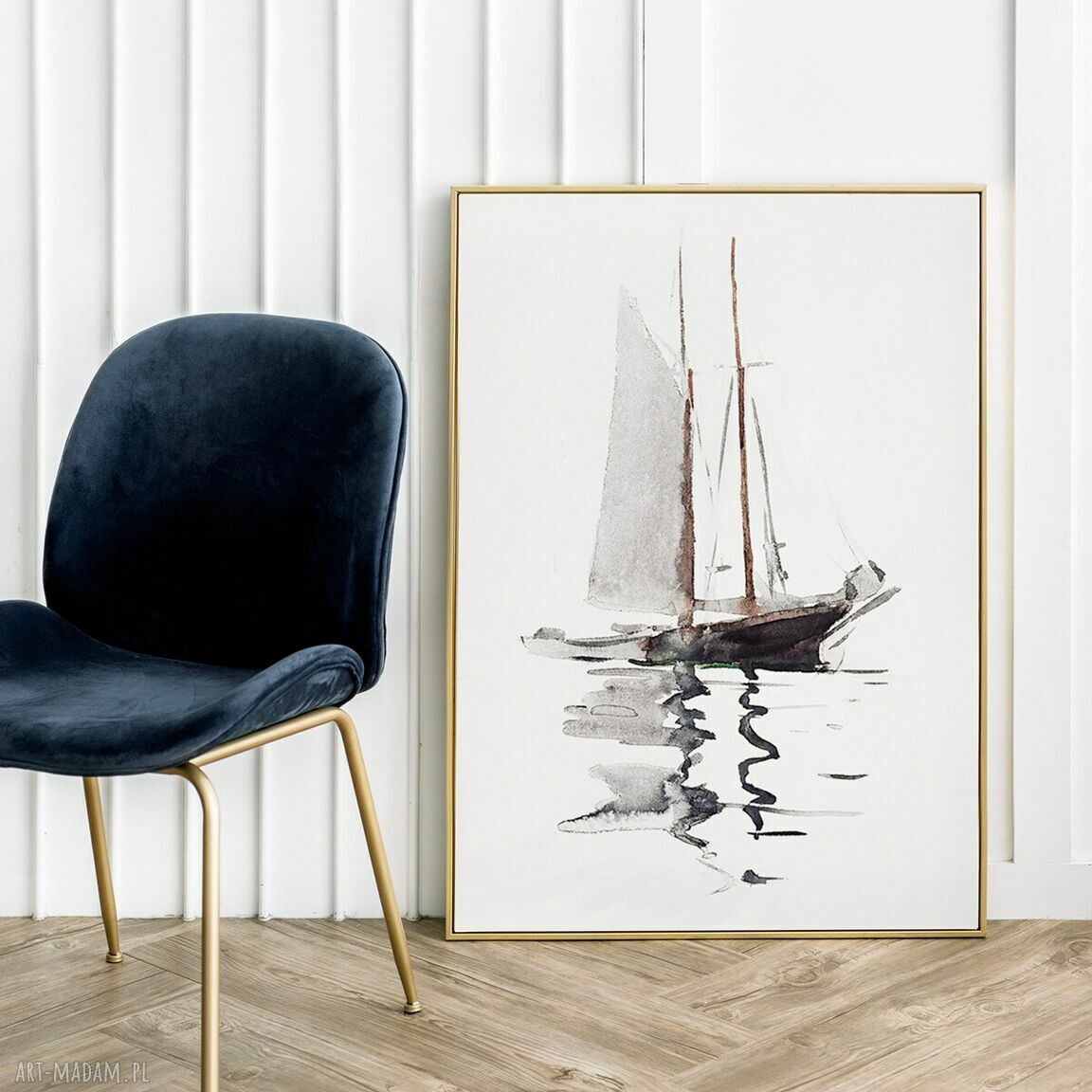 Samotny rejs - delikatny plakat statek 30x40 cm