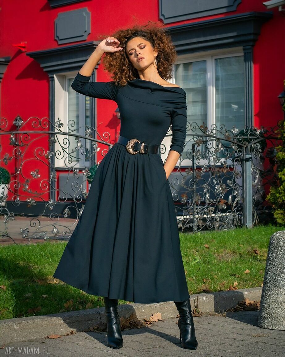 Sandy black - czarna sukienka elegancka z kieszeniami Milita Nikonorov