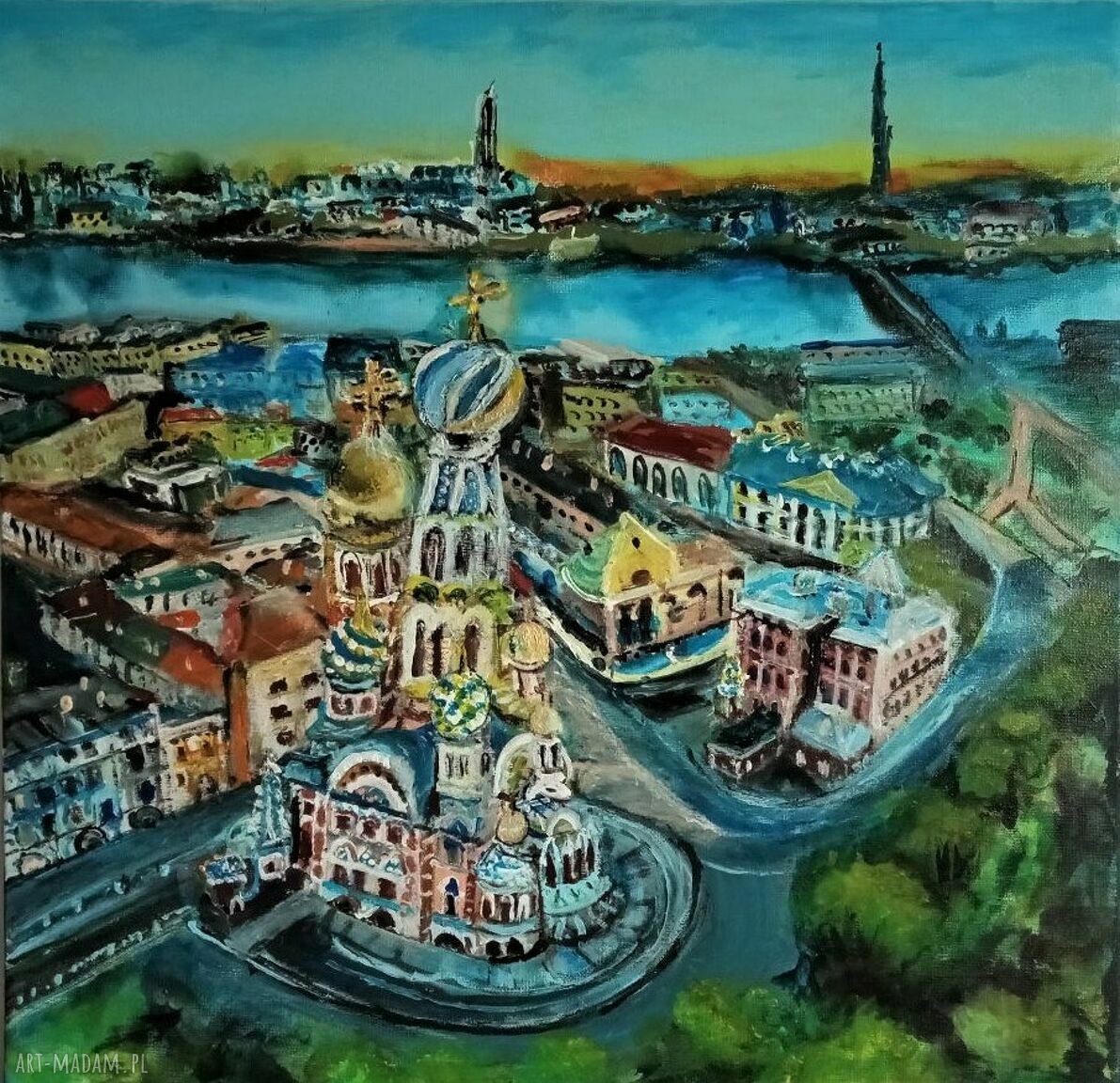 Ręcznie malowany obraz Sankt Petersburg - architektura i krajobraz Rosji