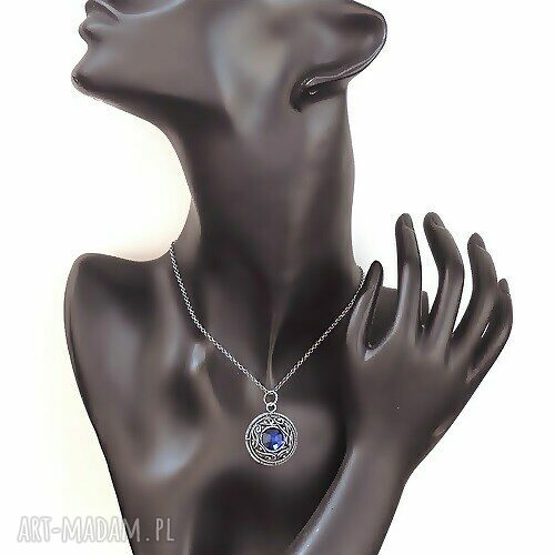 Sapphire - ręcznie robiony wisiorek ze srebra z kryształem Swarovski