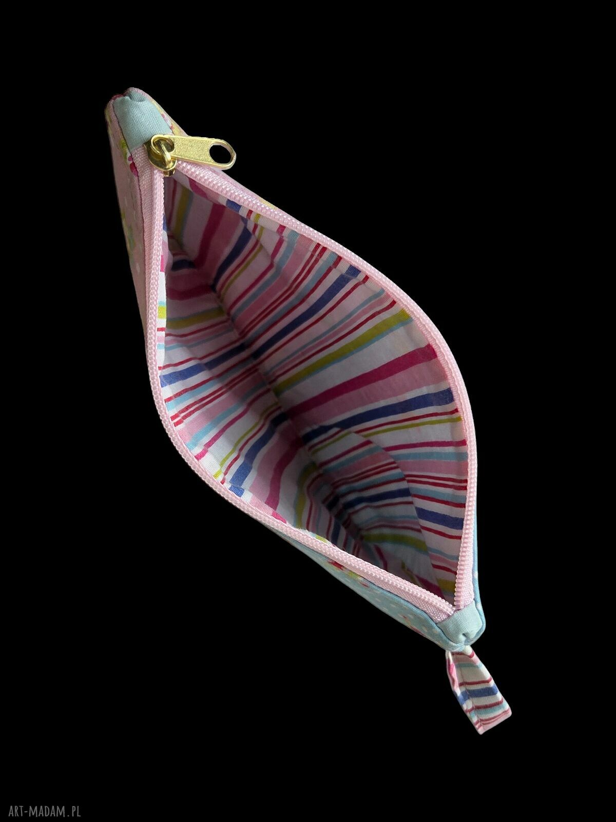 Saszetka M w kwiaty - kosmetyczka handmade z upcyklingu