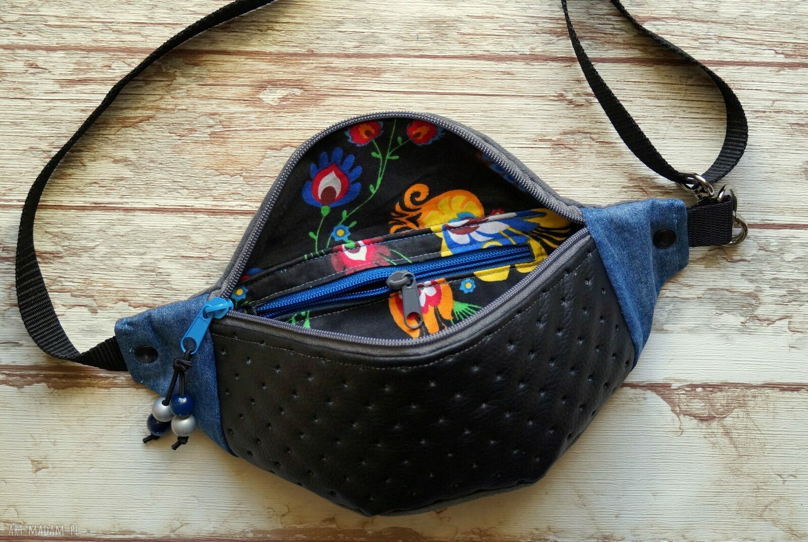 Saszetka nerka handmade w stylu łowickim
