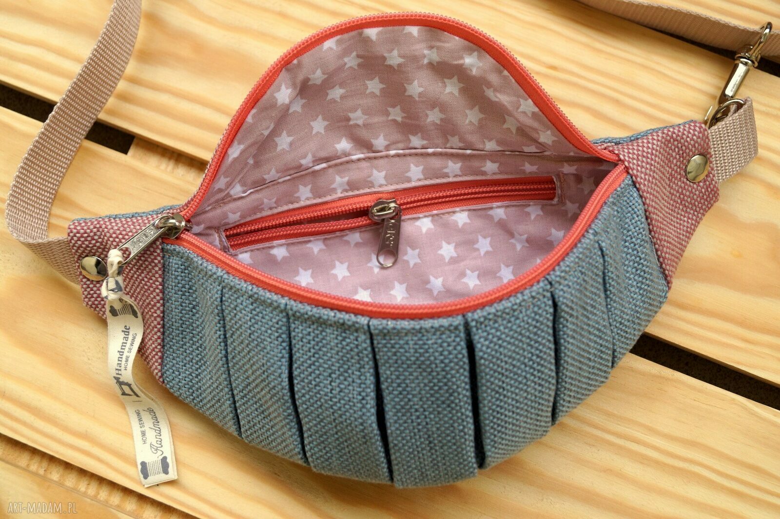 Saszetka nerka handmade w pastelach - prezent dla niej