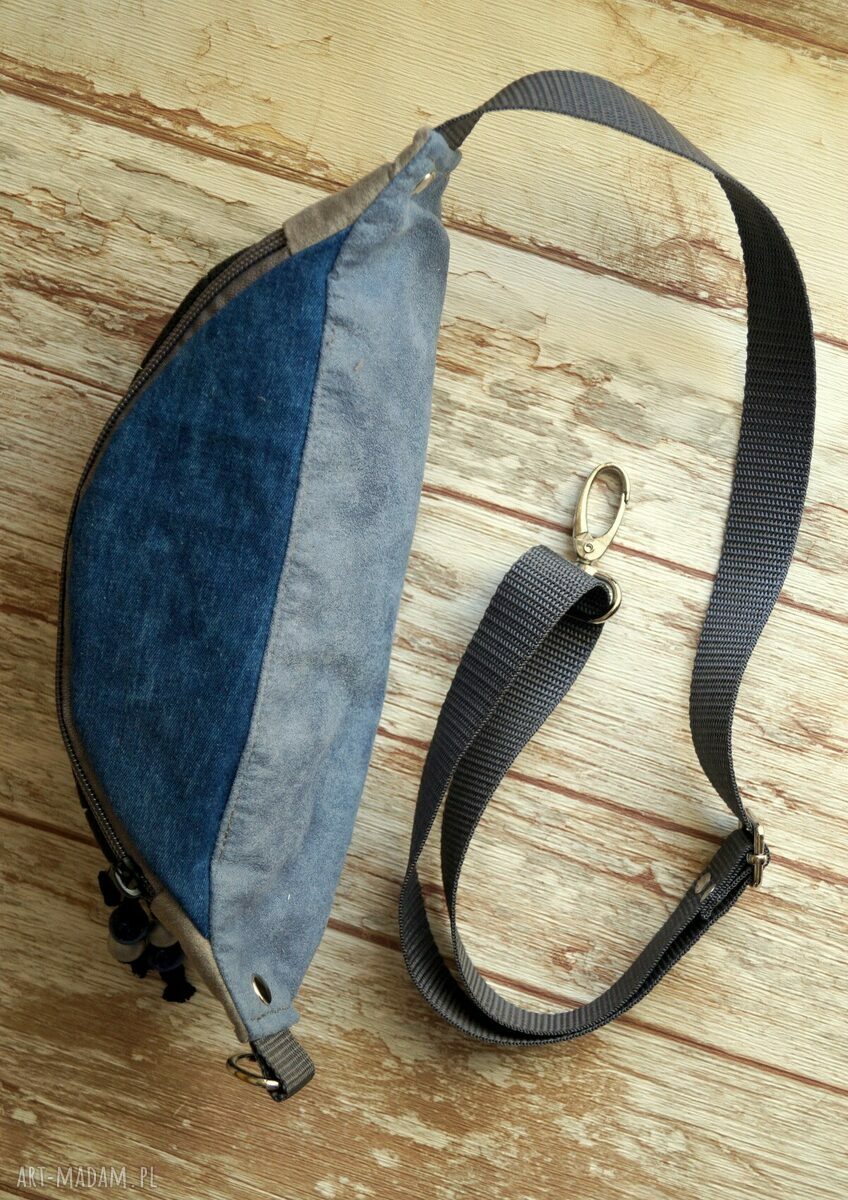 Saszetka-nerka handmade Happy Art z ekozamszu i jeansu