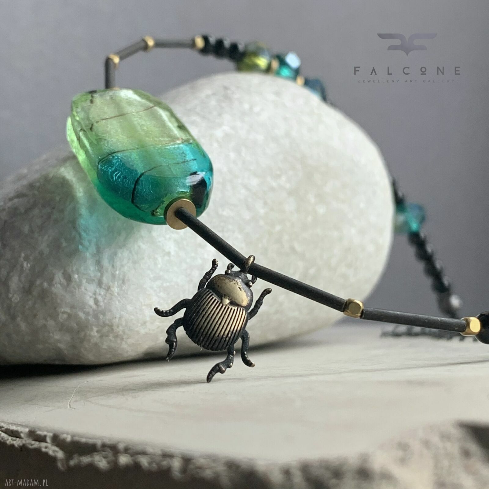 Naszyjnik Scarab & Venetian Glass z onyksu i szkła weneckiego
