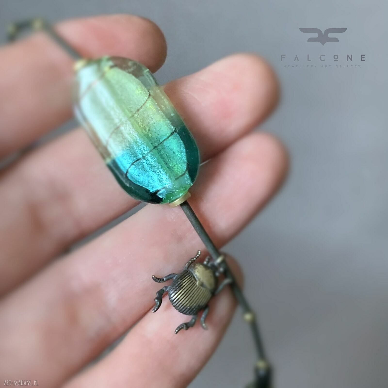 Naszyjnik Scarab & Venetian Glass z onyksu i szkła weneckiego