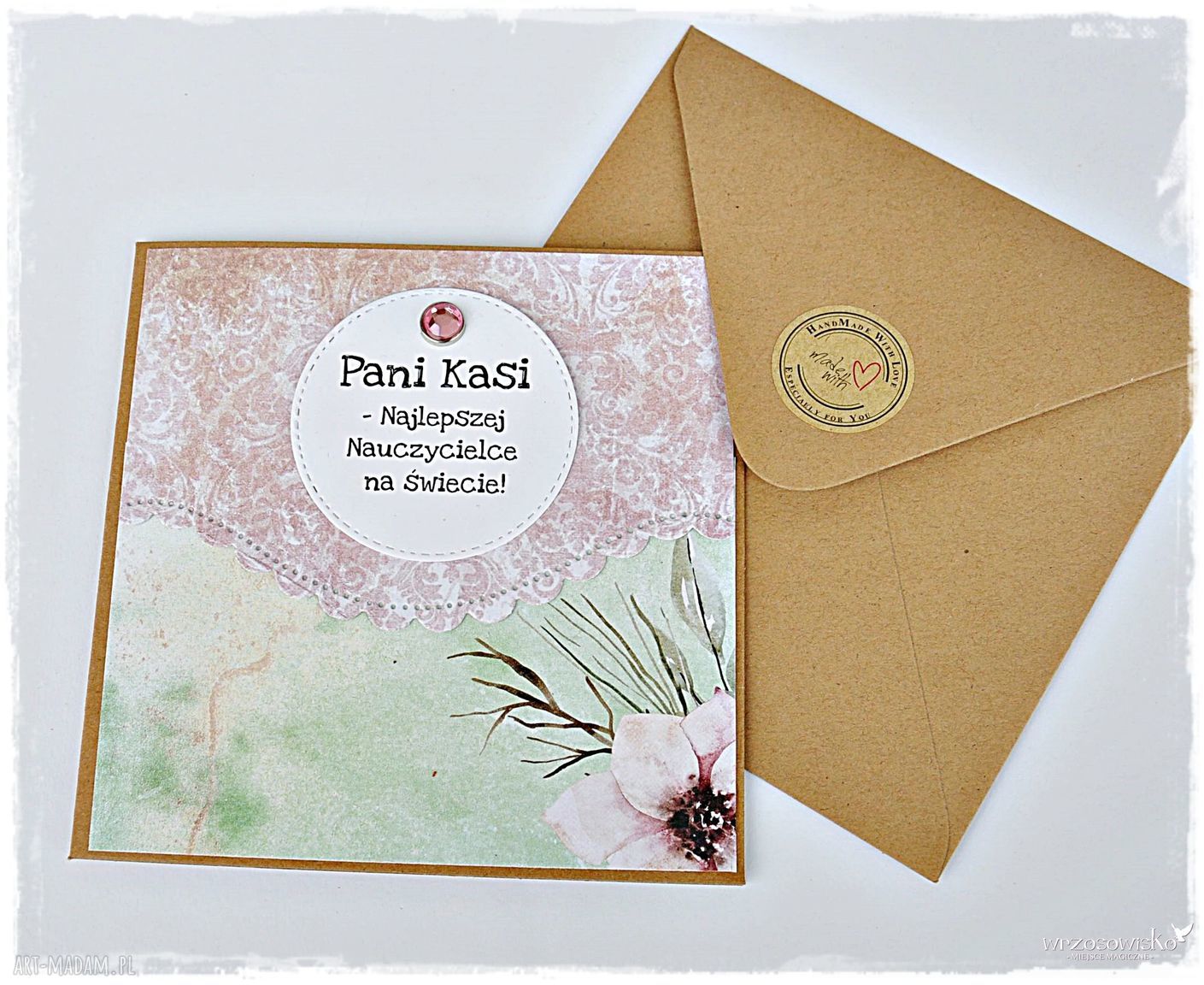 Kartka Dzień Nauczyciela z personalizacją - scrapbooking eco 13,5x13,5 cm