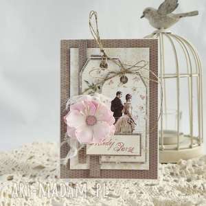 kartka ślubna - beżowe scrapbooking kartki