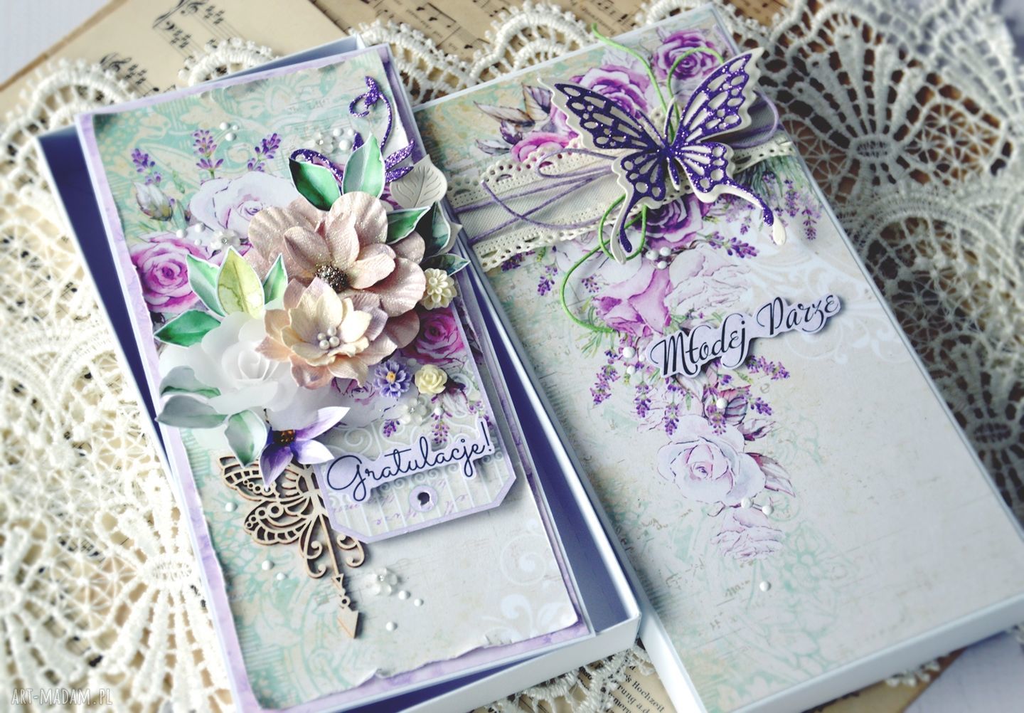 Kartka gratulacyjna dla młodej pary - prezent w stylu scrapbooking