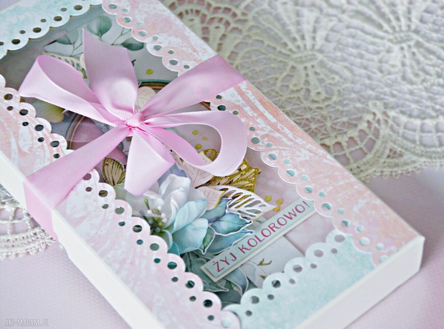 Ręcznie robiona kartka prezent scrapbooking wyjątkowy drobiazg na każdą okazję