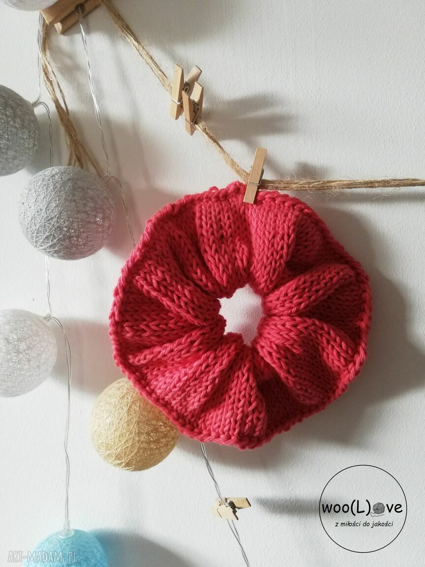 Scrunchie Premium Pure Cotton Koral - handmade ozdoba do włosów