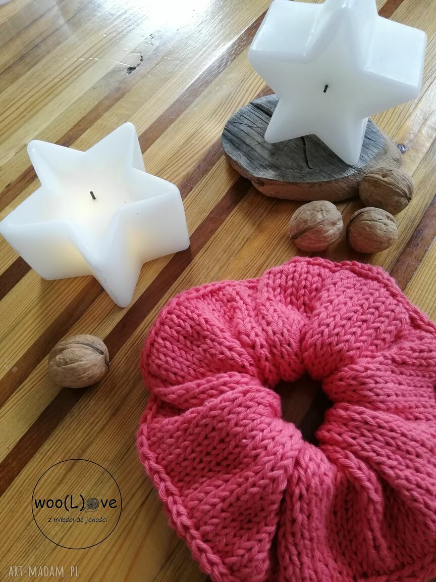 Scrunchie Premium Pure Cotton Koral - handmade ozdoba do włosów