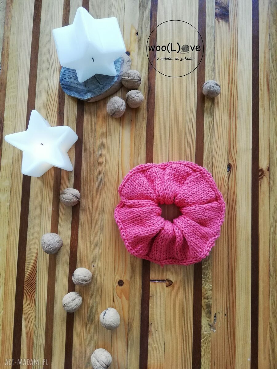 Scrunchie Premium Pure Cotton Koral - handmade ozdoba do włosów