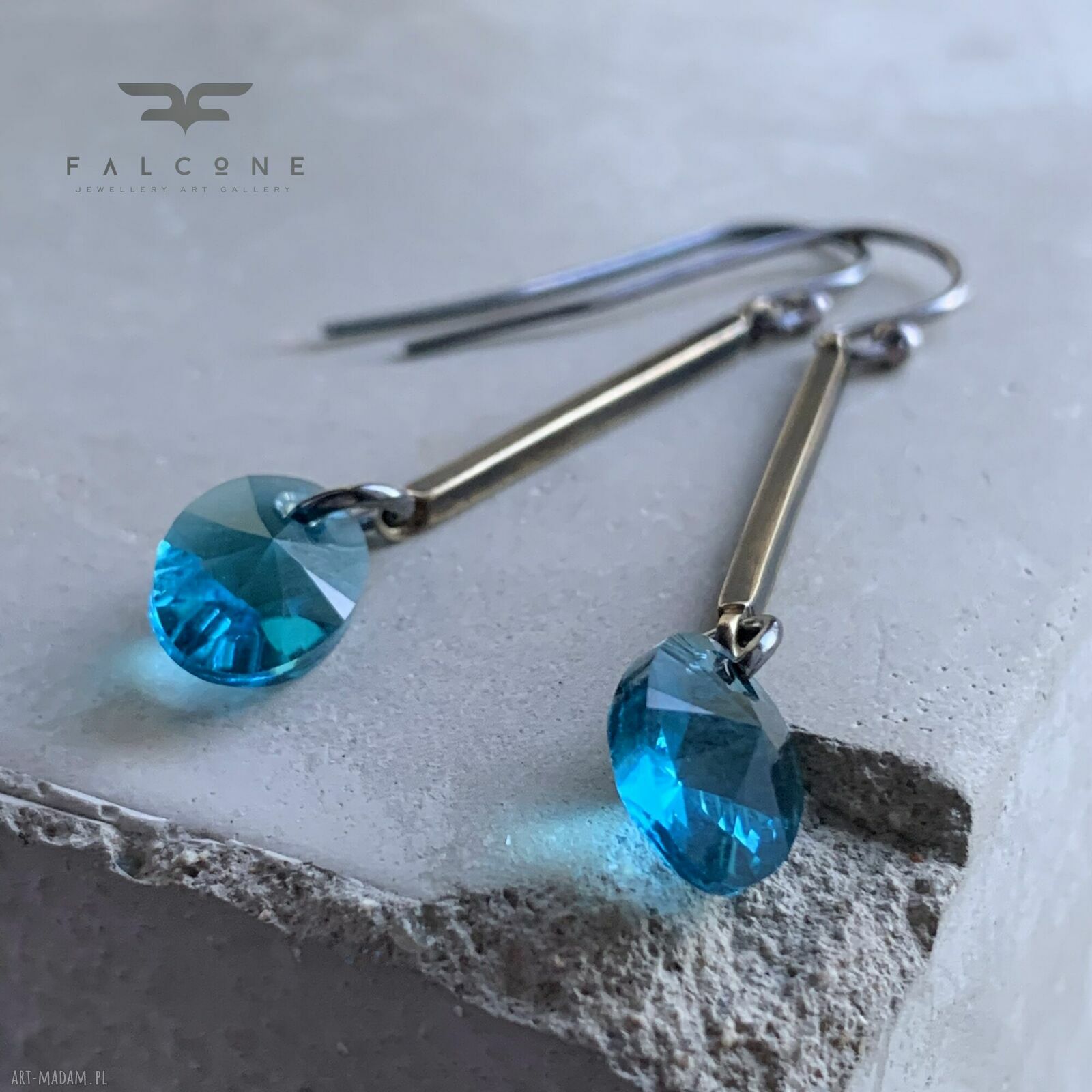 Kolczyki Sea Shades - srebro, patynowany mosiądz i kryształy Swarovski